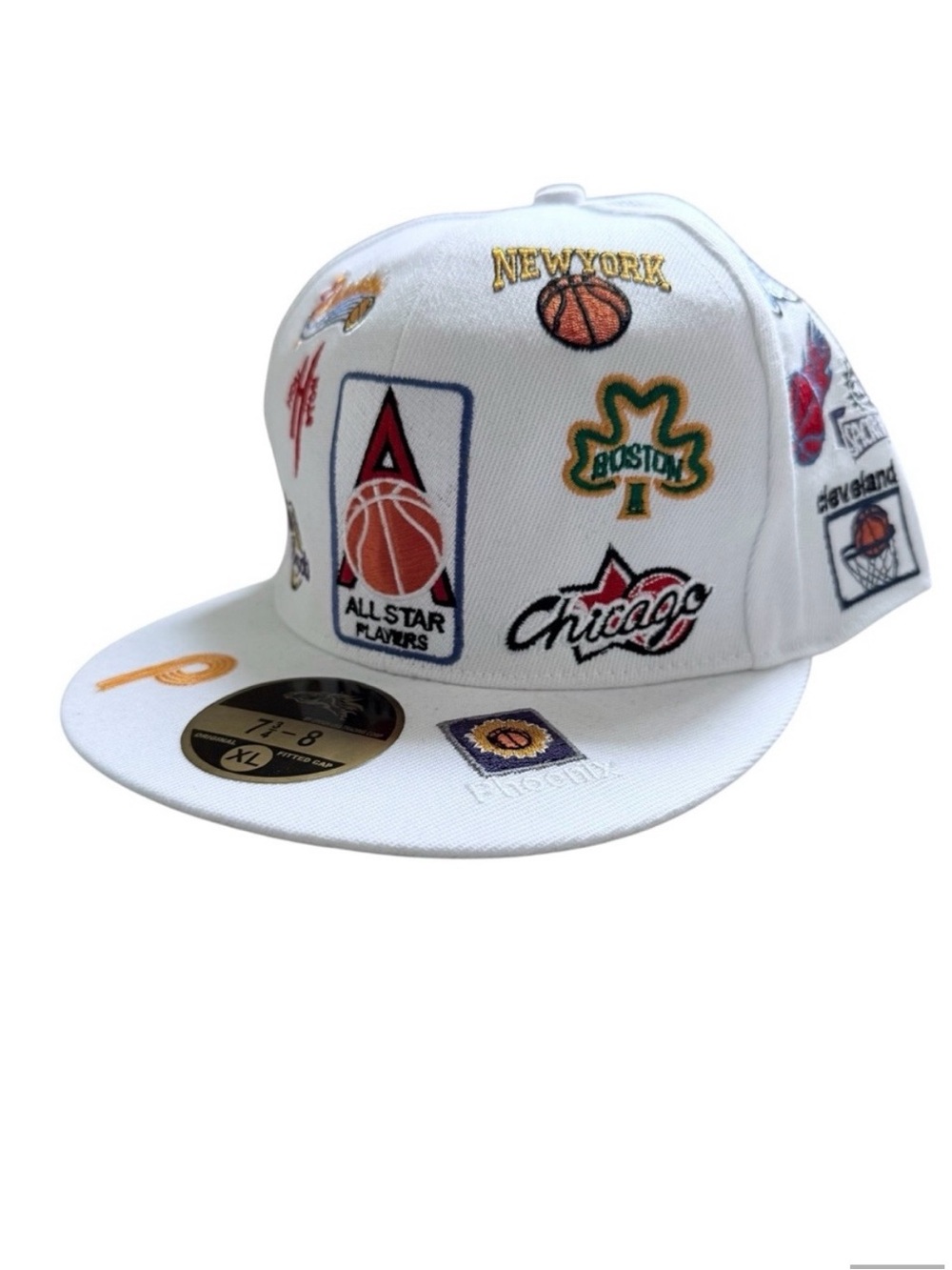 VTG Epoch USA Basketball NBA All Star Players White Fitted Ball Cap Hat Small XL